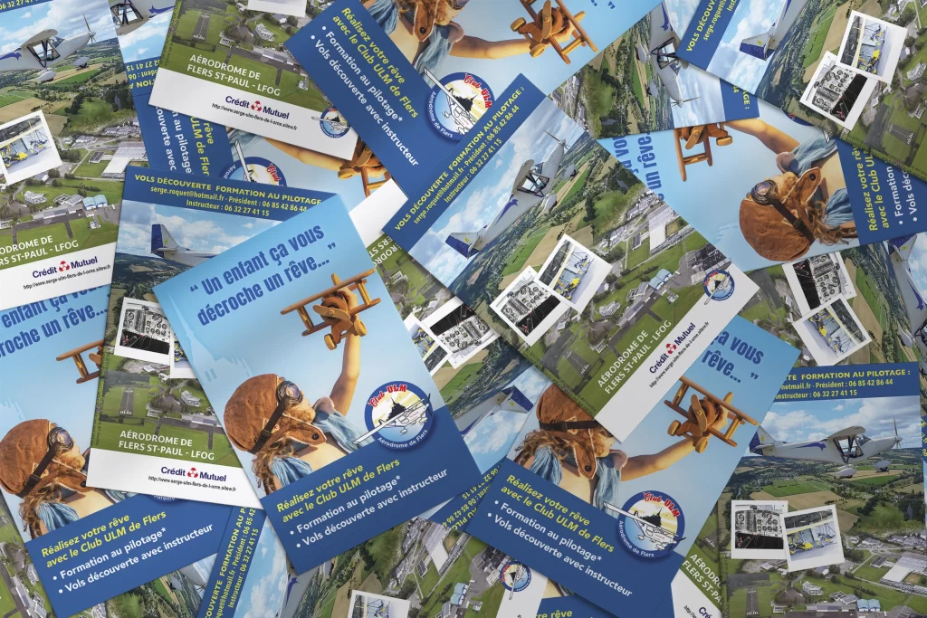 copie de flyer crées par Atelier d'Estelle pour le club d'ULM de Flers